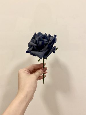 Real Touch Midnight Blue Large Rose Head